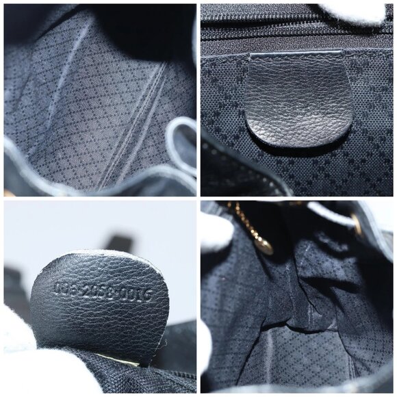 GUCCI Bamboo Backpack Leather Black Gold 003 main image 10